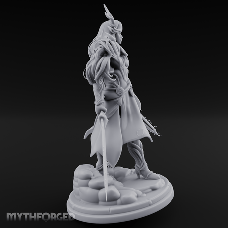 Swept Back Striding Tiefling Warlord Miniature for Dungeons and Dragons, Pathfinder or other TTRPGs