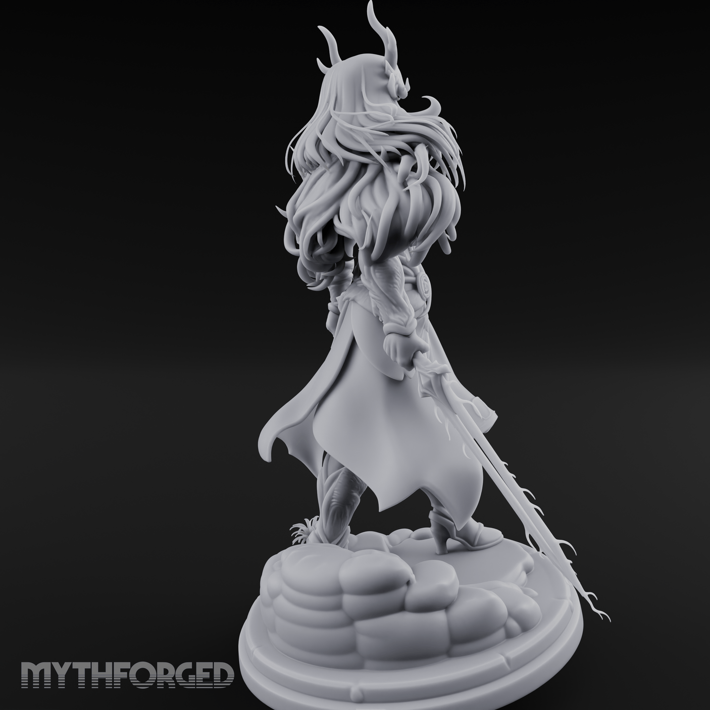 Swept Back Striding Tiefling Warlord Miniature for Dungeons and Dragons, Pathfinder or other TTRPGs