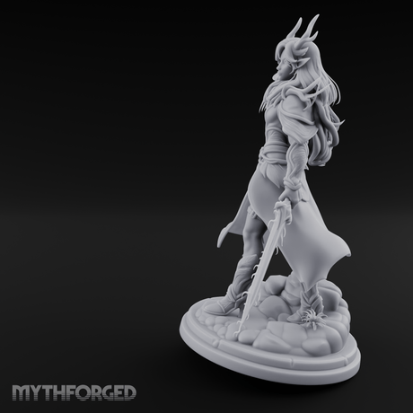 Swept Back Striding Tiefling Warlord Miniature for Dungeons and Dragons, Pathfinder or other TTRPGs