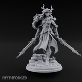 Swept Back Striding Tiefling Warlord Miniature for Dungeons and Dragons, Pathfinder or other TTRPGs