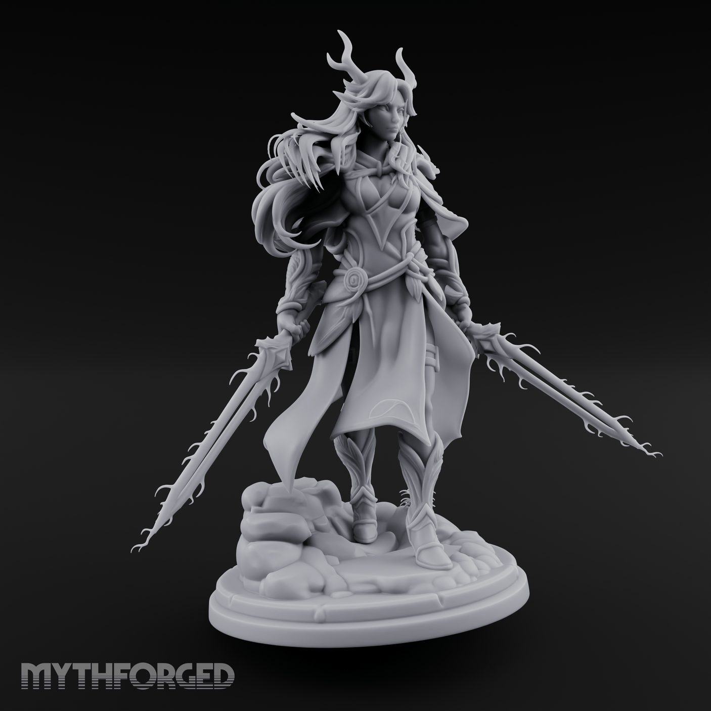 Swept Back Striding Tiefling Warlord Miniature for Dungeons and Dragons, Pathfinder or other TTRPGs