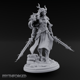 Swept Back Striding Tiefling Warlord Miniature for Dungeons and Dragons, Pathfinder or other TTRPGs