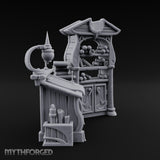 Whispers Filed, Scrolls Stacked Wooden Advisor Desk and Bookcase