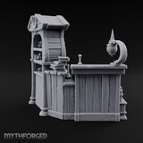 Whispers Filed, Scrolls Stacked Wooden Advisor Desk and Bookcase