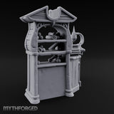 Whispers Filed, Scrolls Stacked Wooden Advisor Desk and Bookcase