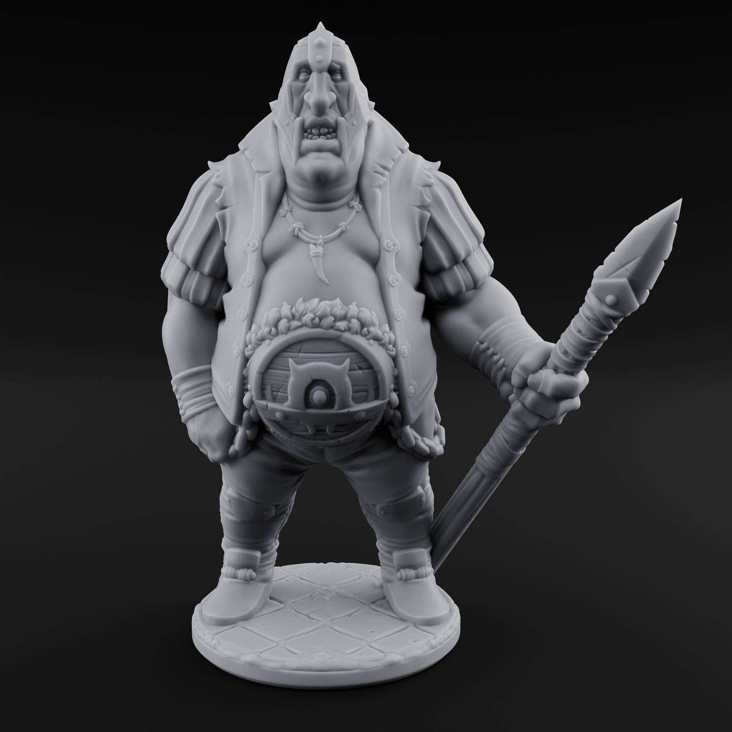 Belly Out Spear Resting Ogre Royal Guard A Miniature for Dungeons and Dragons, Pathfinder or other TTRPGs