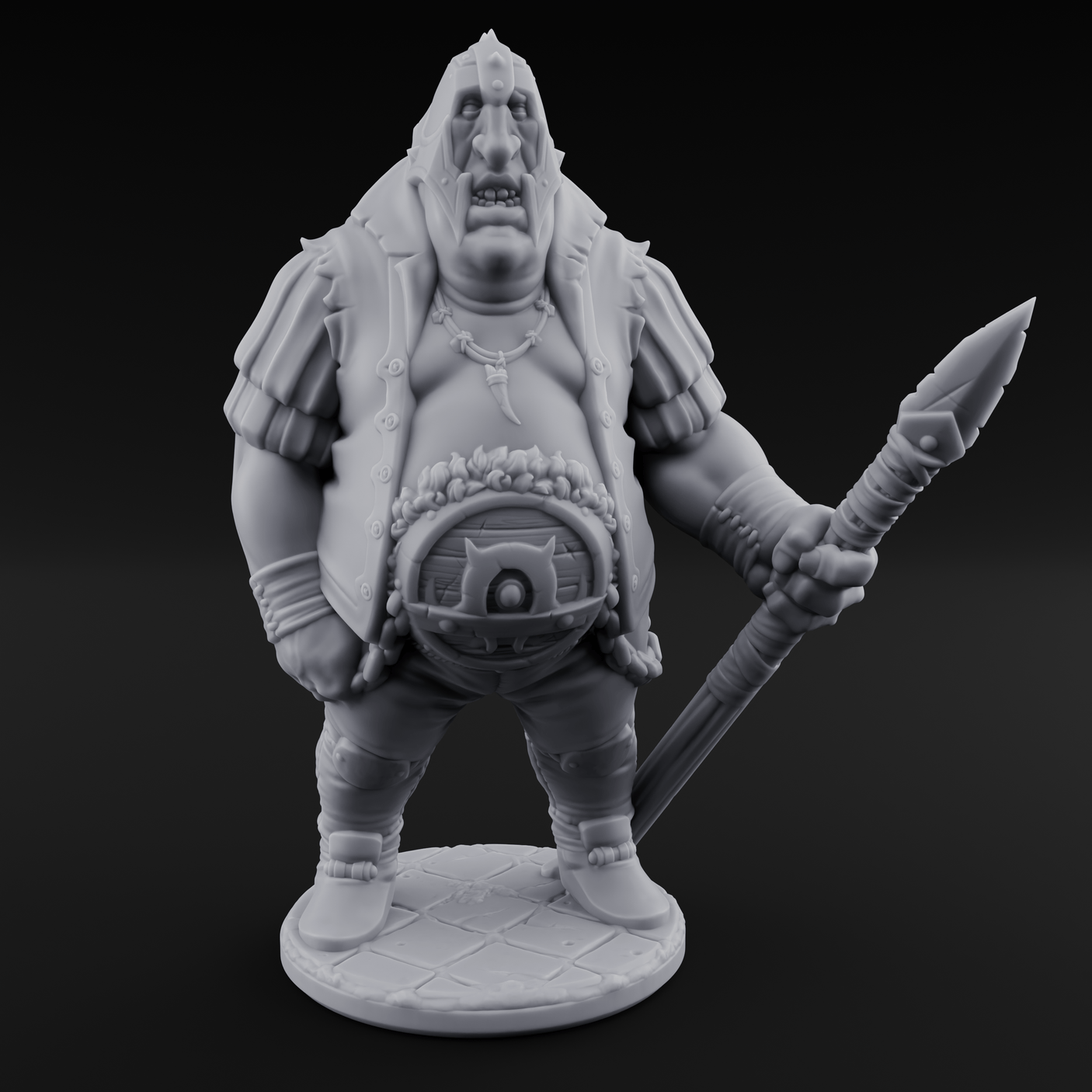 Belly Out Spear Resting Ogre Royal Guards Miniature for Dungeons and Dragons, Pathfinder or other TTRPGs