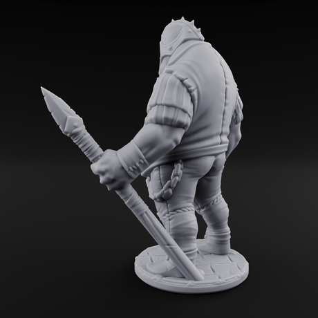 Belly Out Spear Resting Ogre Royal Guard A Miniature for Dungeons and Dragons, Pathfinder or other TTRPGs