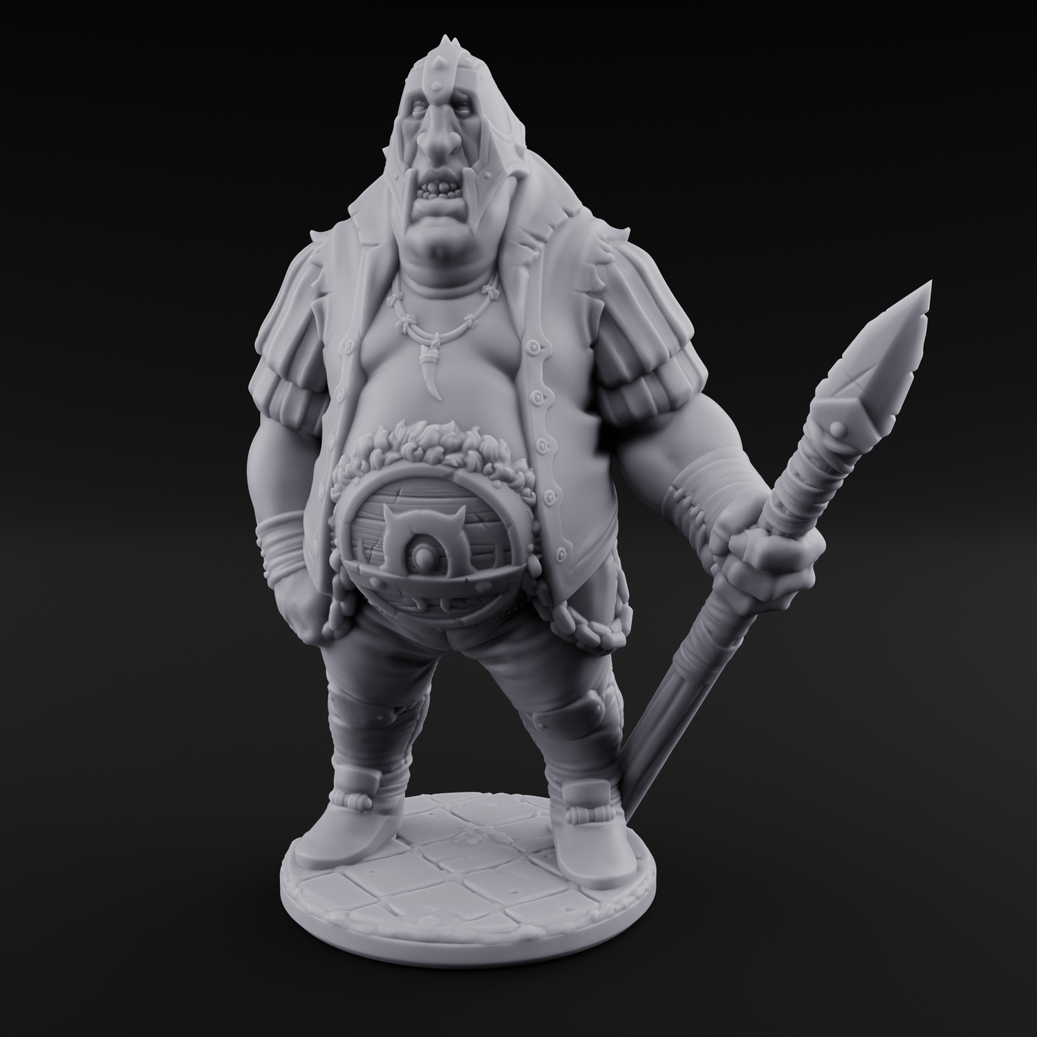 Belly Out Spear Resting Ogre Royal Guard A Miniature for Dungeons and Dragons, Pathfinder or other TTRPGs