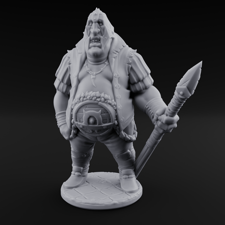Belly Out Spear Resting Ogre Royal Guard A Miniature for Dungeons and Dragons, Pathfinder or other TTRPGs