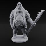 Belly Out Spear Resting Ogre Royal Guards Miniature for Dungeons and Dragons, Pathfinder or other TTRPGs