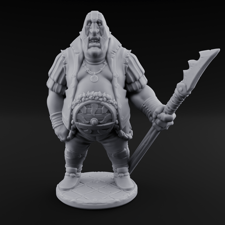 Belly Out Spear Resting Ogre Royal Guards Miniature for Dungeons and Dragons, Pathfinder or other TTRPGs