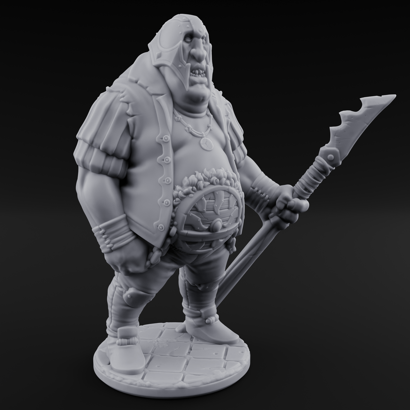 Belly Out Spear Resting Ogre Royal Guards Miniature for Dungeons and Dragons, Pathfinder or other TTRPGs