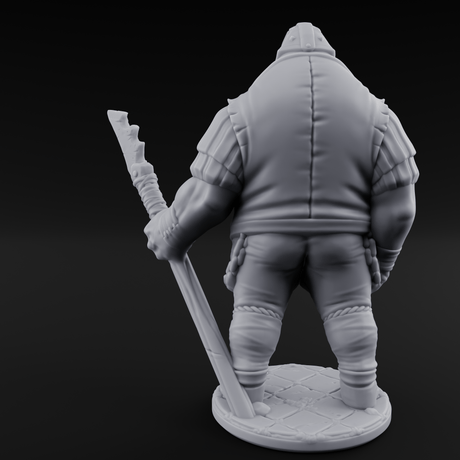 Belly Out Spear Resting Ogre Royal Guard B Miniature for Dungeons and Dragons, Pathfinder or other TTRPGs