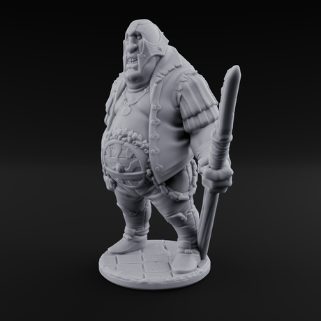 Belly Out Spear Resting Ogre Royal Guard B Miniature for Dungeons and Dragons, Pathfinder or other TTRPGs