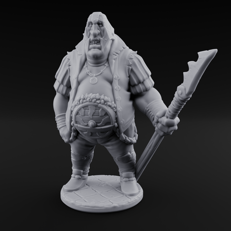 Belly Out Spear Resting Ogre Royal Guard B Miniature for Dungeons and Dragons, Pathfinder or other TTRPGs