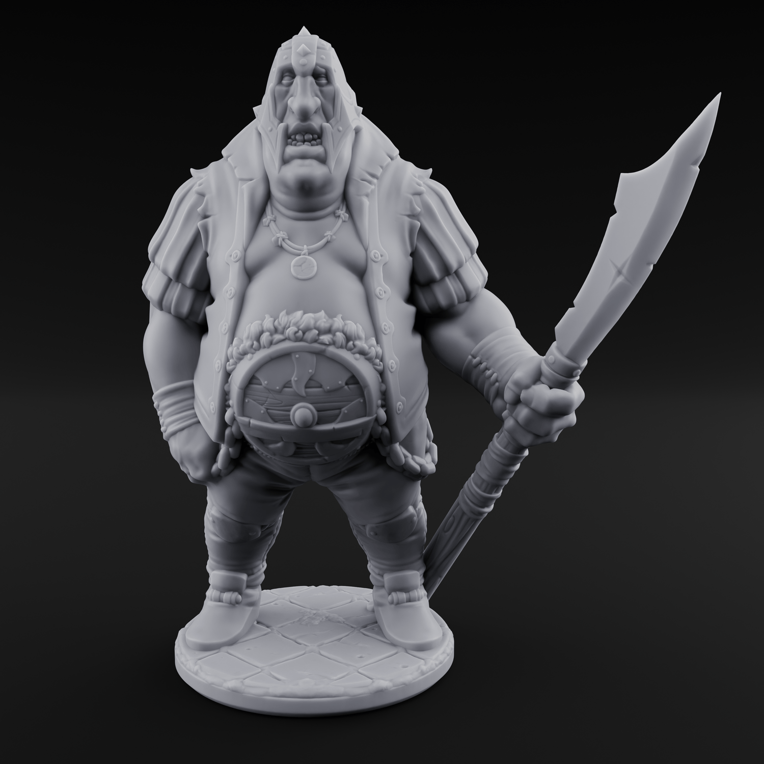 Belly Out Spear Resting Ogre Royal Guards Miniature for Dungeons and Dragons, Pathfinder or other TTRPGs
