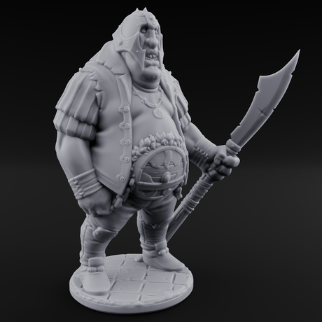 Belly Out Spear Resting Ogre Royal Guard C Miniature for Dungeons and Dragons, Pathfinder or other TTRPGs