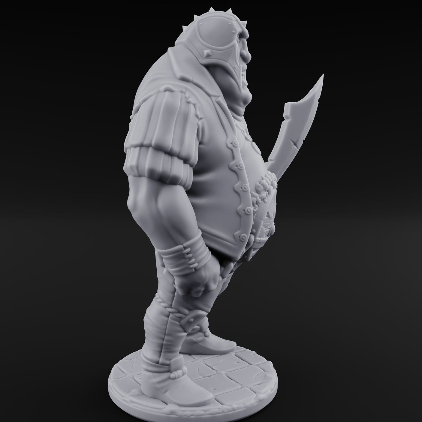 Belly Out Spear Resting Ogre Royal Guard C Miniature for Dungeons and Dragons, Pathfinder or other TTRPGs