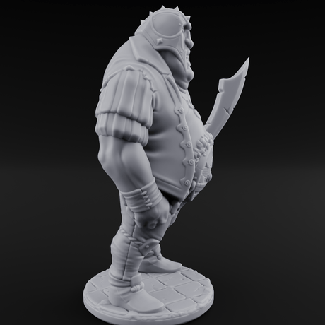 Belly Out Spear Resting Ogre Royal Guard C Miniature for Dungeons and Dragons, Pathfinder or other TTRPGs
