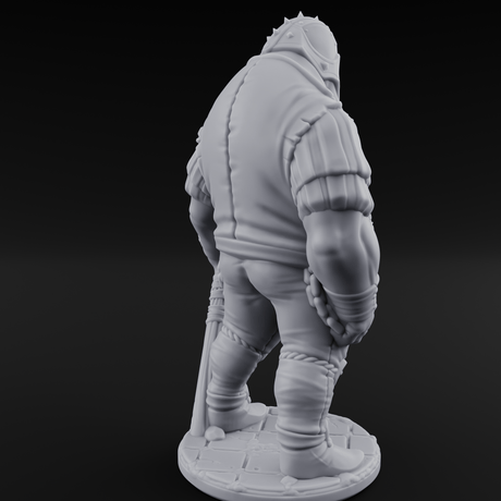 Belly Out Spear Resting Ogre Royal Guard C Miniature for Dungeons and Dragons, Pathfinder or other TTRPGs