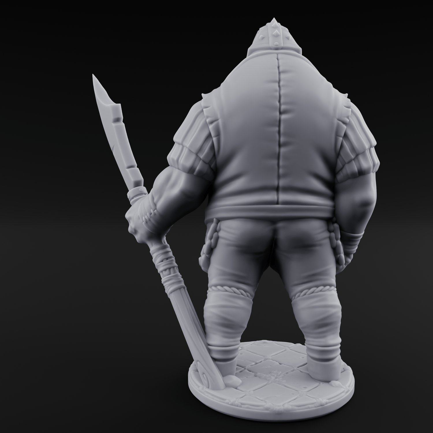 Belly Out Spear Resting Ogre Royal Guard C Miniature for Dungeons and Dragons, Pathfinder or other TTRPGs