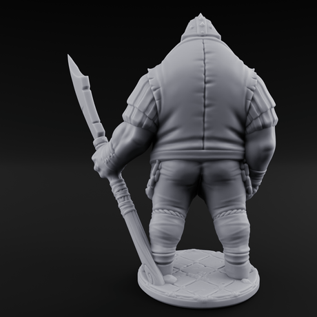 Belly Out Spear Resting Ogre Royal Guard C Miniature for Dungeons and Dragons, Pathfinder or other TTRPGs