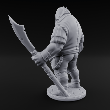 Belly Out Spear Resting Ogre Royal Guard C Miniature for Dungeons and Dragons, Pathfinder or other TTRPGs
