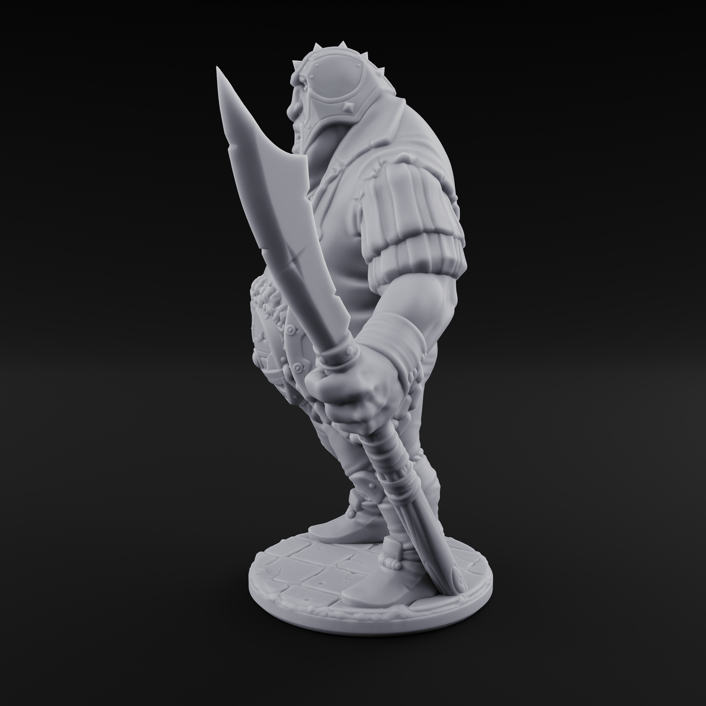 Belly Out Spear Resting Ogre Royal Guard C Miniature for Dungeons and Dragons, Pathfinder or other TTRPGs