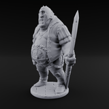 Belly Out Spear Resting Ogre Royal Guard C Miniature for Dungeons and Dragons, Pathfinder or other TTRPGs