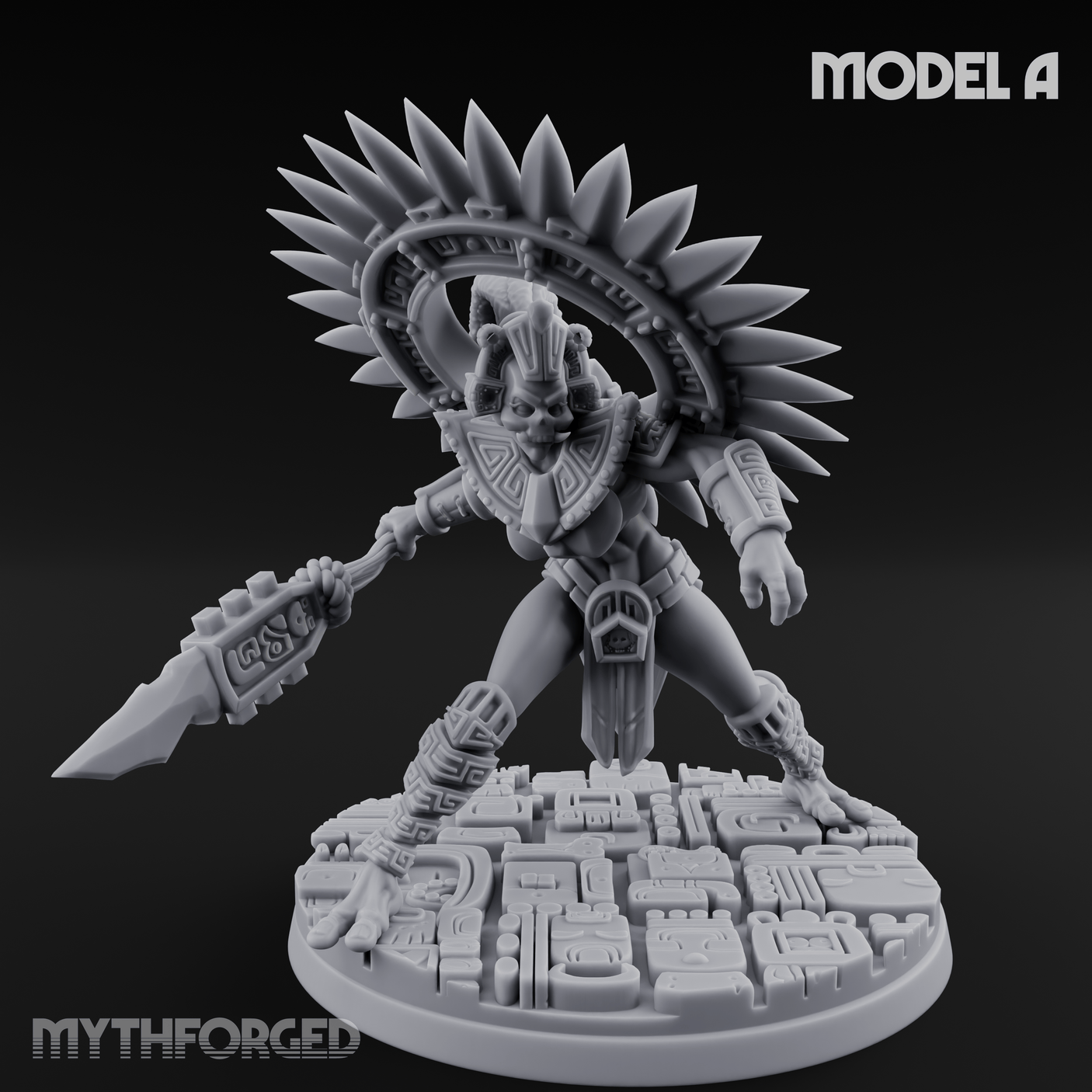 Aztec Inspired Spiked Crown Commanding Hobgoblin Warlord Miniature for Dungeons and Dragons, Pathfinder or other TTRPGs