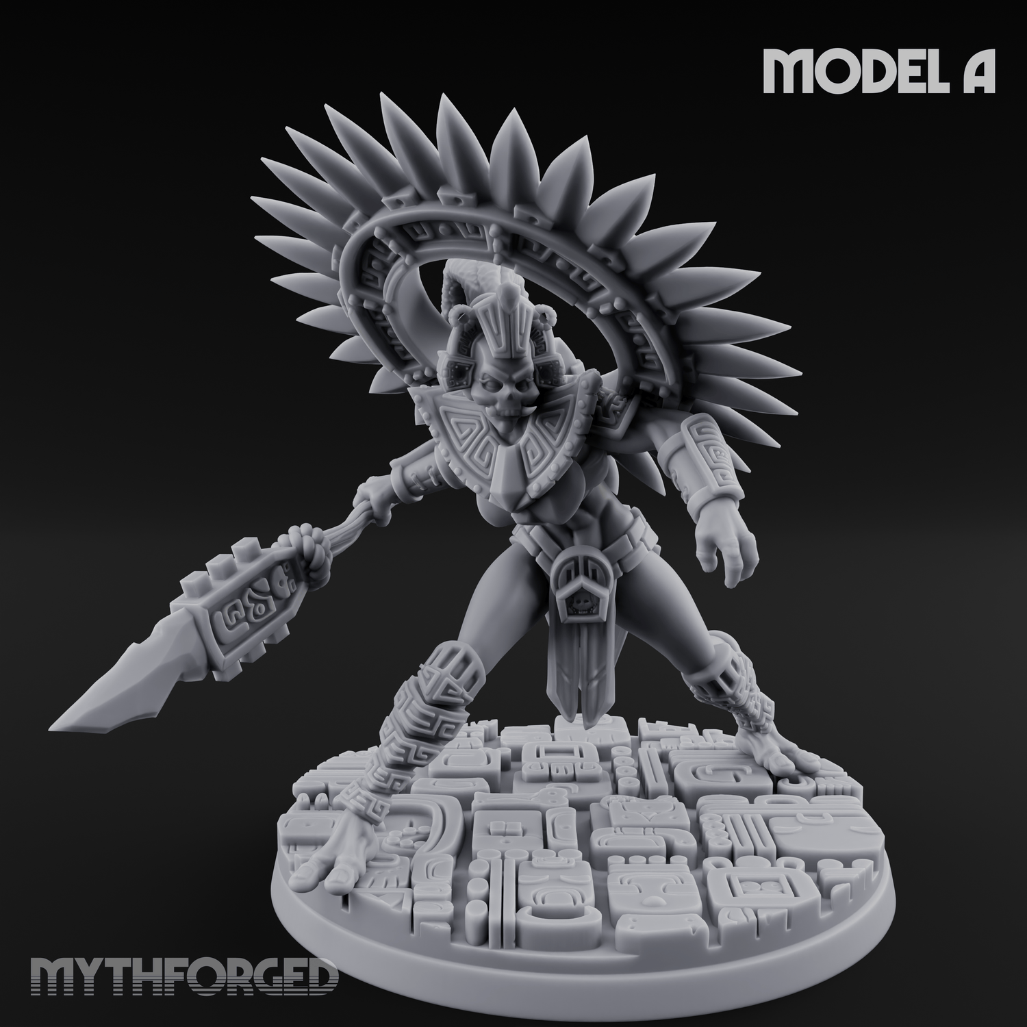 Aztec Inspired Spiked Crown Commanding Hobgoblin Warlord Miniature for Dungeons and Dragons, Pathfinder or other TTRPGs