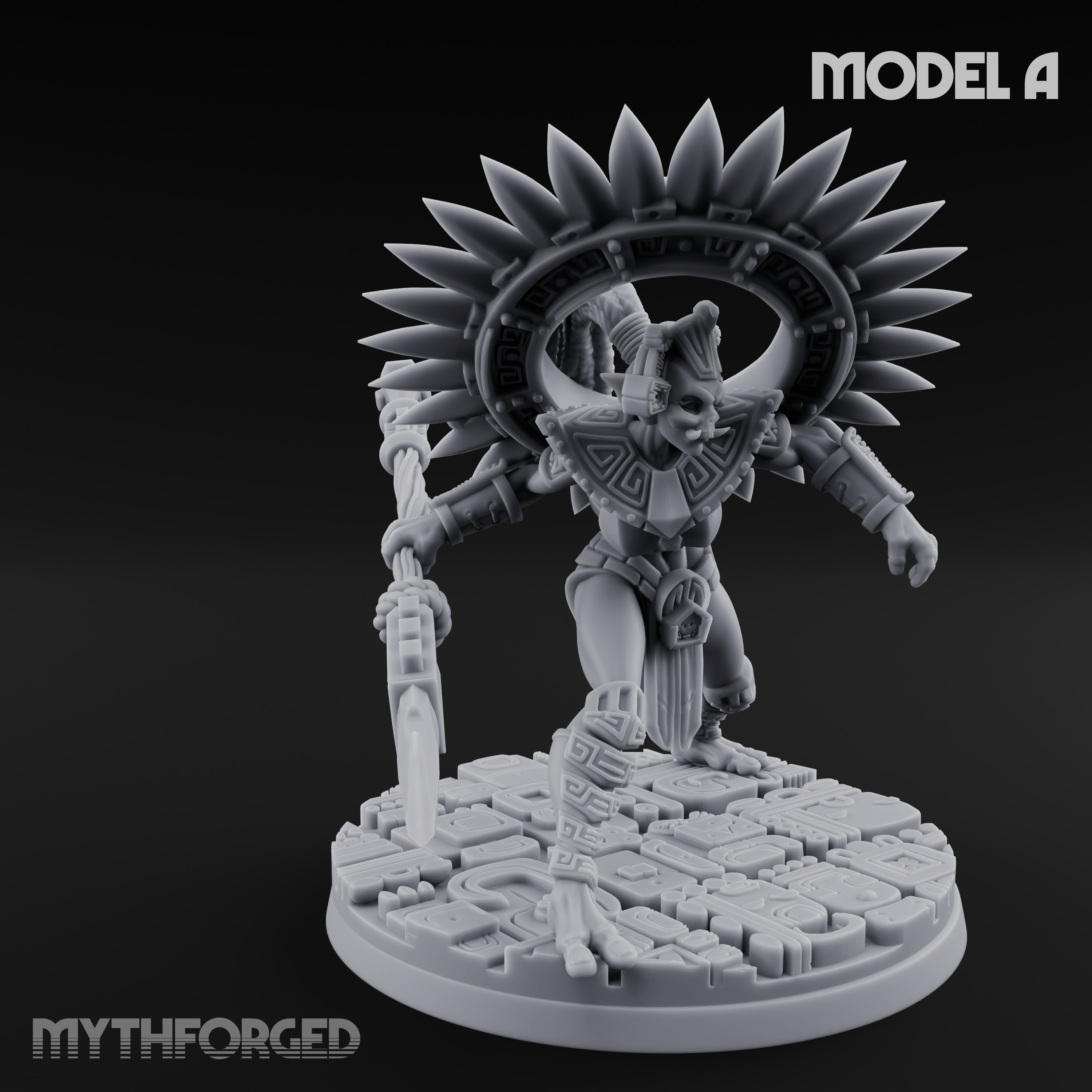 Aztec Inspired Spiked Crown Commanding Hobgoblin Warlord A