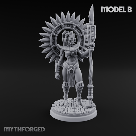 Aztec Inspired Spiked Crown Commanding Hobgoblin Warlord B Miniature for Dungeons and Dragons, Pathfinder or other TTRPGs