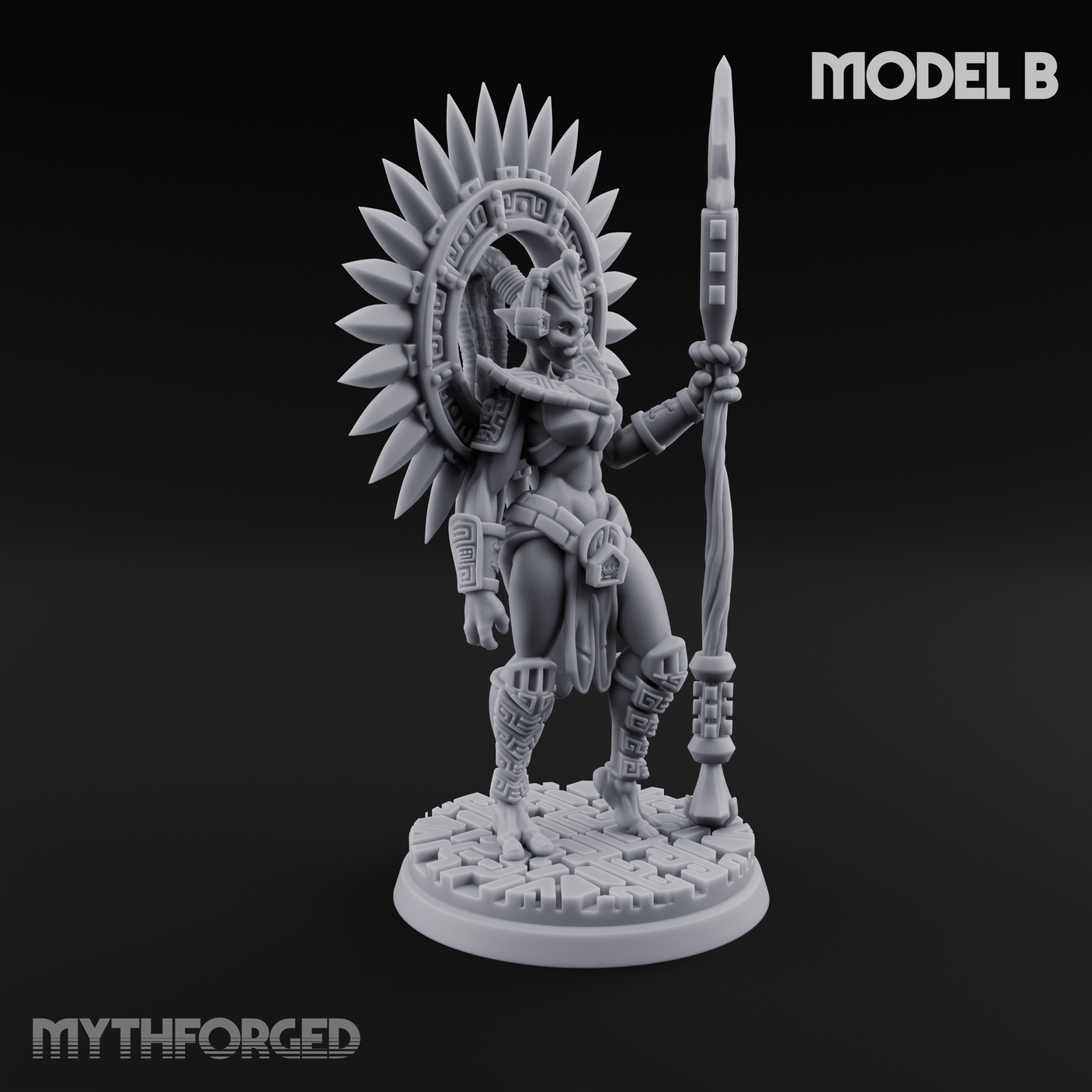 Aztec Inspired Spiked Crown Commanding Hobgoblin Warlord Miniature for Dungeons and Dragons, Pathfinder or other TTRPGs