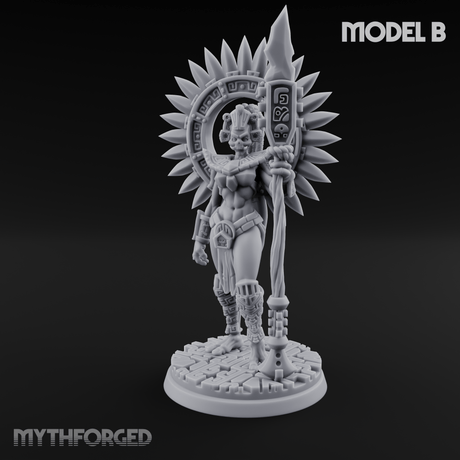 Aztec Inspired Spiked Crown Commanding Hobgoblin Warlord B Miniature for Dungeons and Dragons, Pathfinder or other TTRPGs
