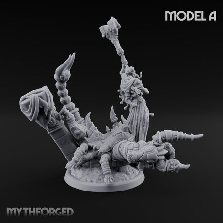 Ruin Mounted Mace Raising Androsphinx A Miniature for Dungeons and Dragons, Pathfinder or other TTRPGs