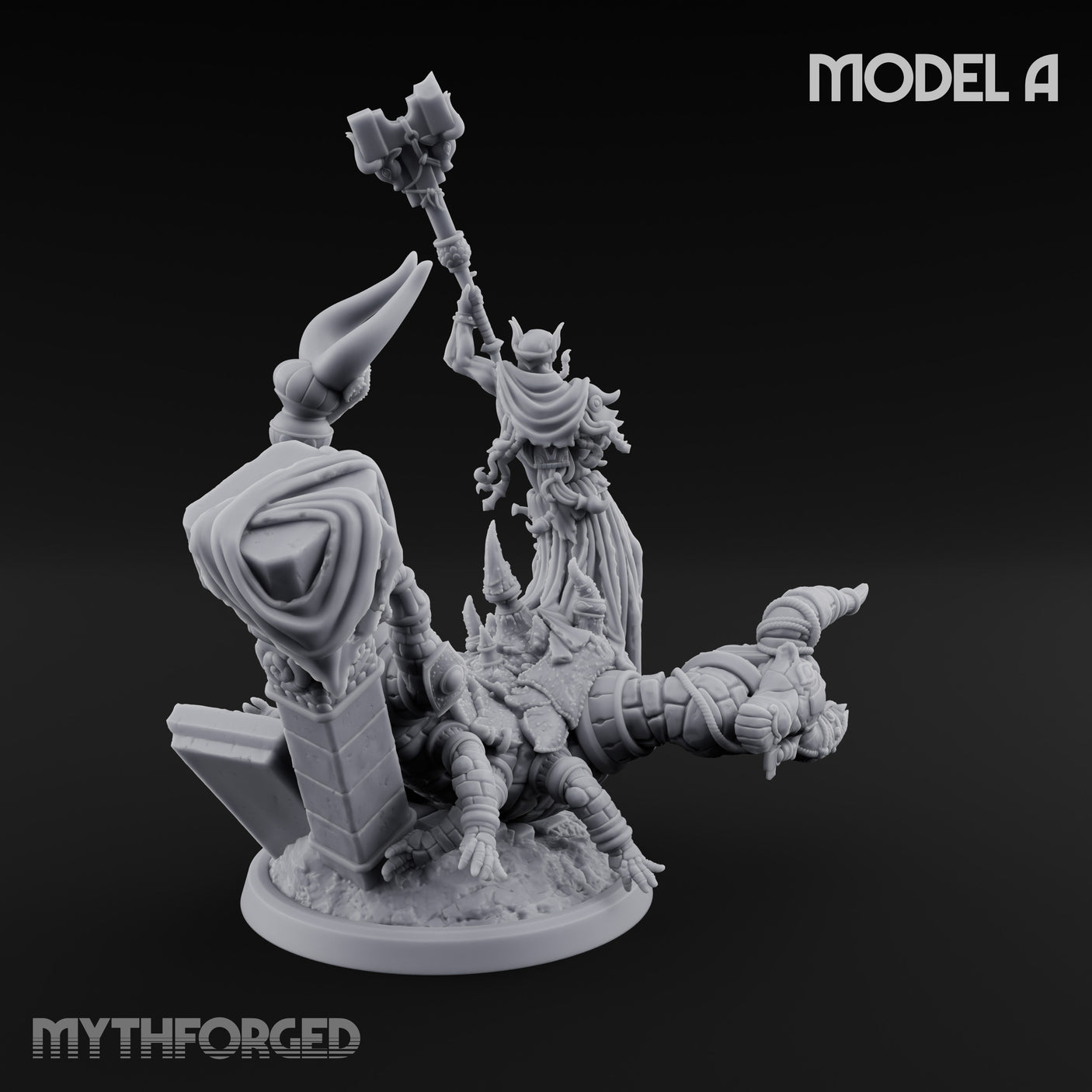 Ruin Mounted Mace Raising Androsphinx A Miniature for Dungeons and Dragons, Pathfinder or other TTRPGs