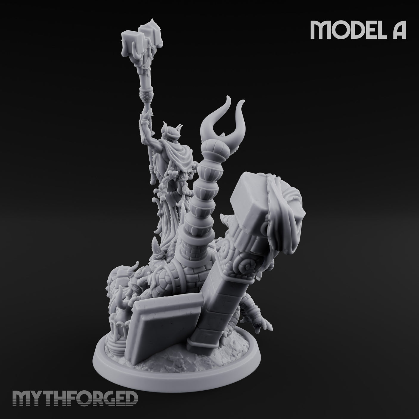 Ruin Mounted Mace Raising Androsphinx A Miniature for Dungeons and Dragons, Pathfinder or other TTRPGs