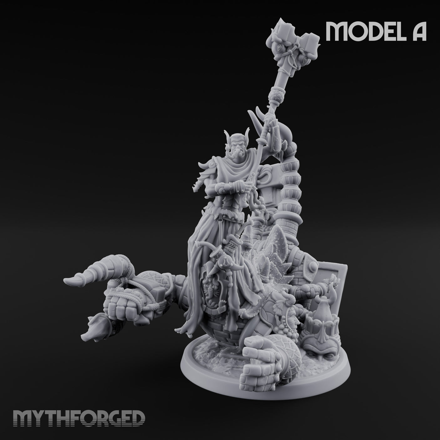 Ruin Mounted Mace Raising Androsphinx A Miniature for Dungeons and Dragons, Pathfinder or other TTRPGs
