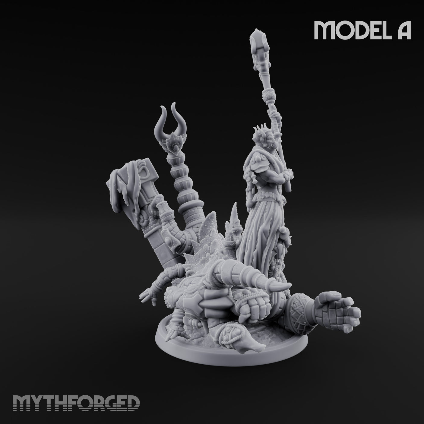Ruin Mounted Mace Raising Androsphinx A Miniature for Dungeons and Dragons, Pathfinder or other TTRPGs
