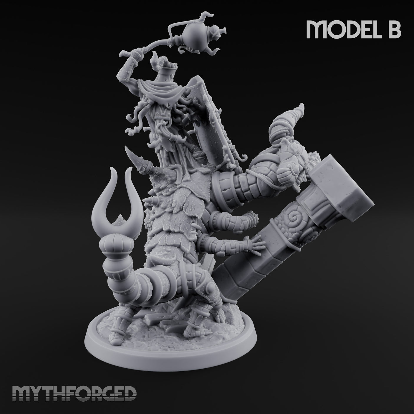 Ruin Mounted Mace Raising Androsphinx B Miniature for Dungeons and Dragons, Pathfinder or other TTRPGs