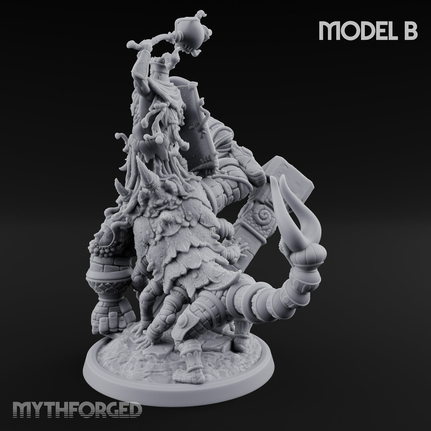 Ruin Mounted Mace Raising Androsphinx B Miniature for Dungeons and Dragons, Pathfinder or other TTRPGs