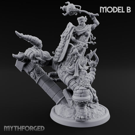Ruin Mounted Mace Raising Androsphinx B Miniature for Dungeons and Dragons, Pathfinder or other TTRPGs
