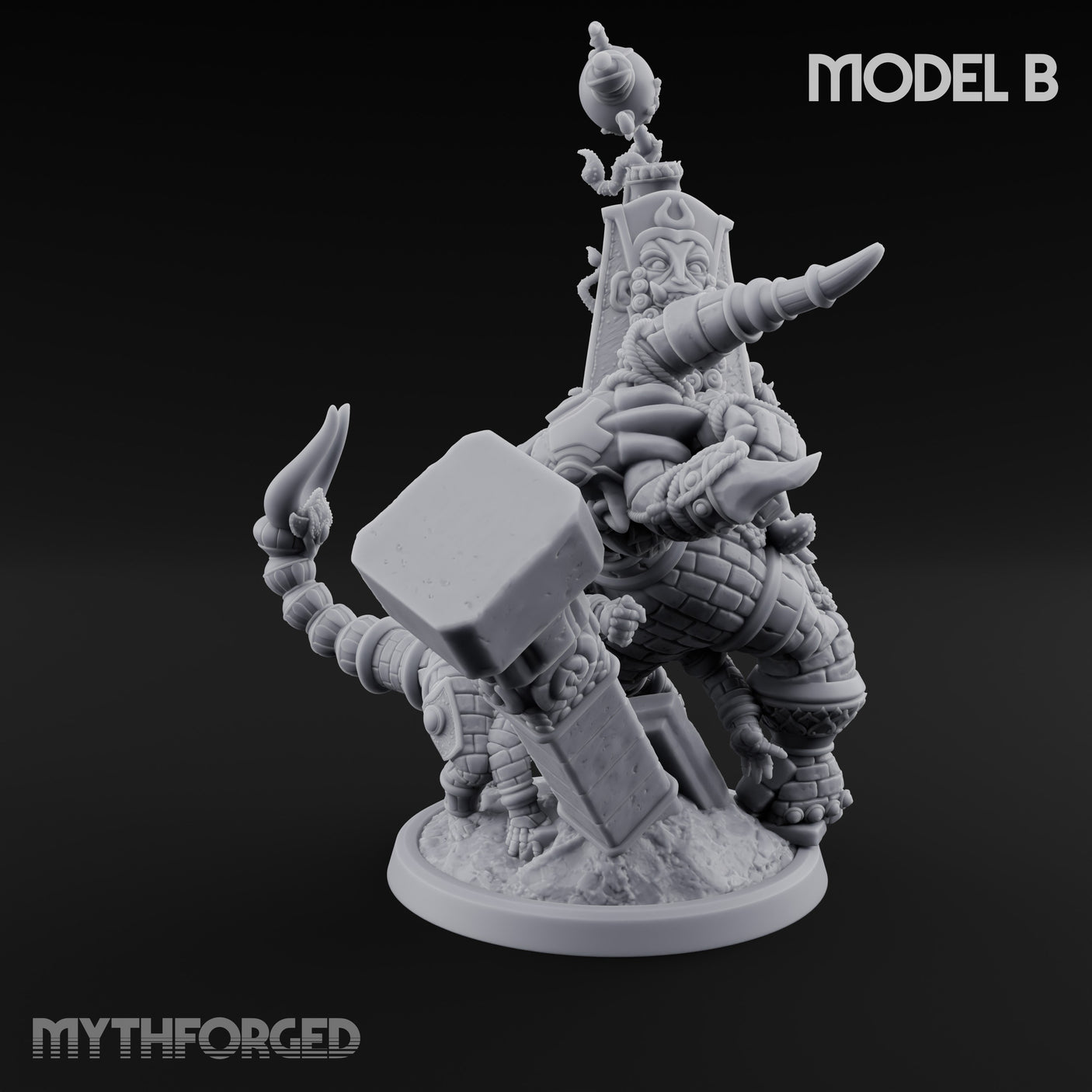 Ruin Mounted Mace Raising Androsphinx B Miniature for Dungeons and Dragons, Pathfinder or other TTRPGs