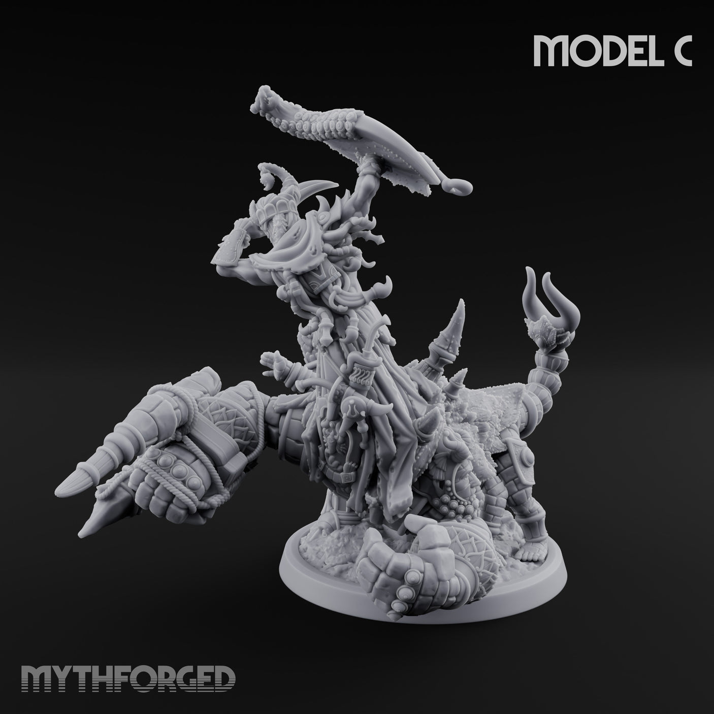 Ruin Mounted Mace Raising Androsphinx C Miniature for Dungeons and Dragons, Pathfinder or other TTRPGs