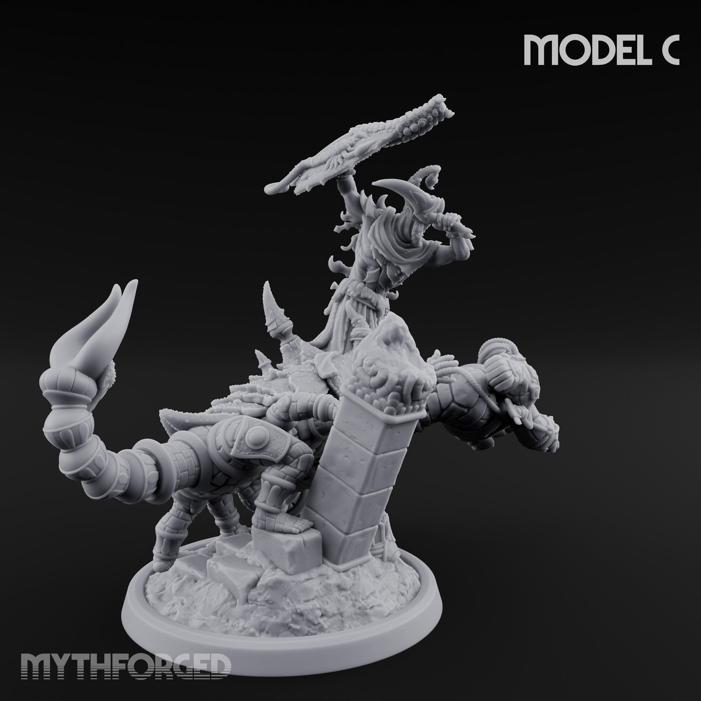 Ruin Mounted Mace Raising Androsphinx C Miniature for Dungeons and Dragons, Pathfinder or other TTRPGs