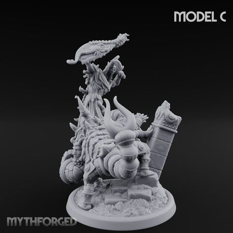 Ruin Mounted Mace Raising Androsphinx C Miniature for Dungeons and Dragons, Pathfinder or other TTRPGs