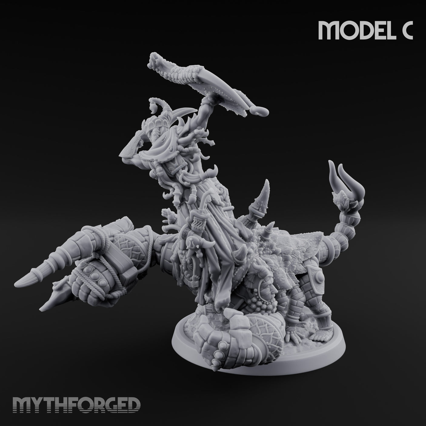 Ruin Mounted Mace Raising Androsphinx C Miniature for Dungeons and Dragons, Pathfinder or other TTRPGs