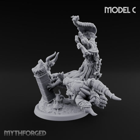Ruin Mounted Mace Raising Androsphinx C Miniature for Dungeons and Dragons, Pathfinder or other TTRPGs